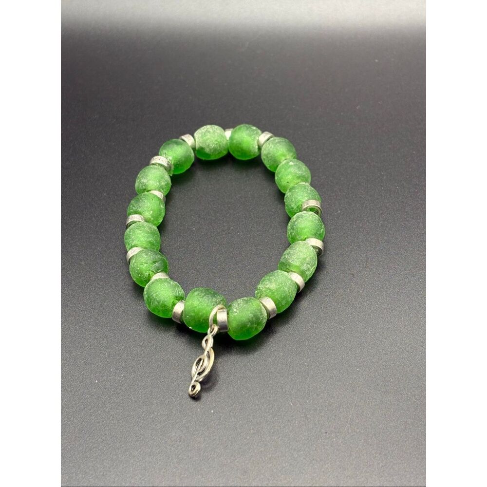 Handmade African Beaded Bracelet, NEW, Stretch, Green, Artisan